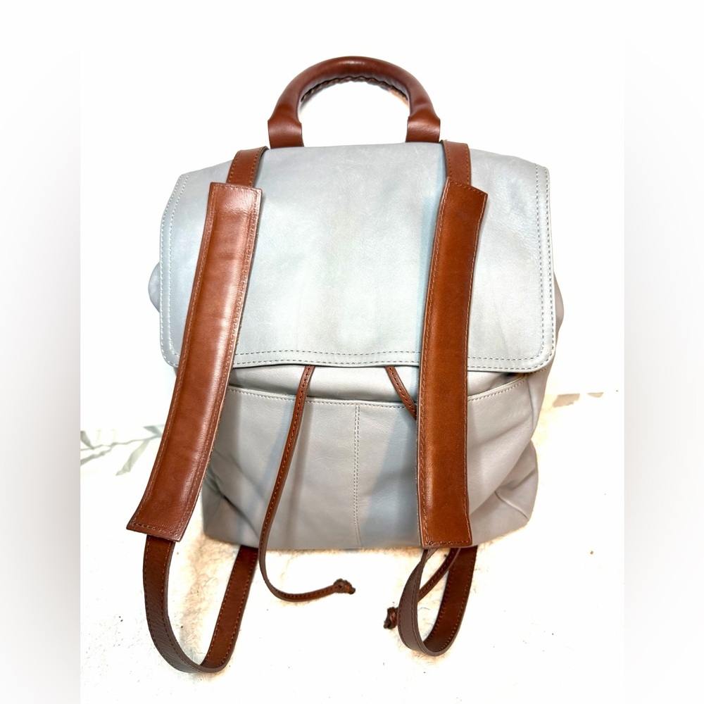 Sundance Light Gray Backpack with Brown Leather Accents
